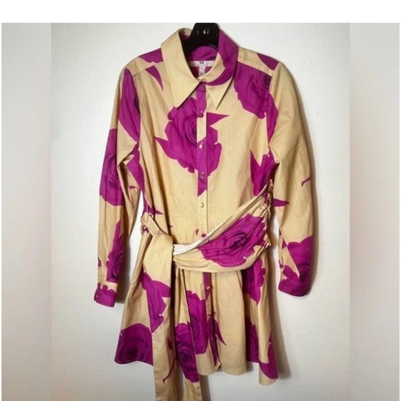 Anthropologie Hutch Long-Sleeve Rosette Tie-Waist Dress Size M no paper tag - Picture 3 of 3